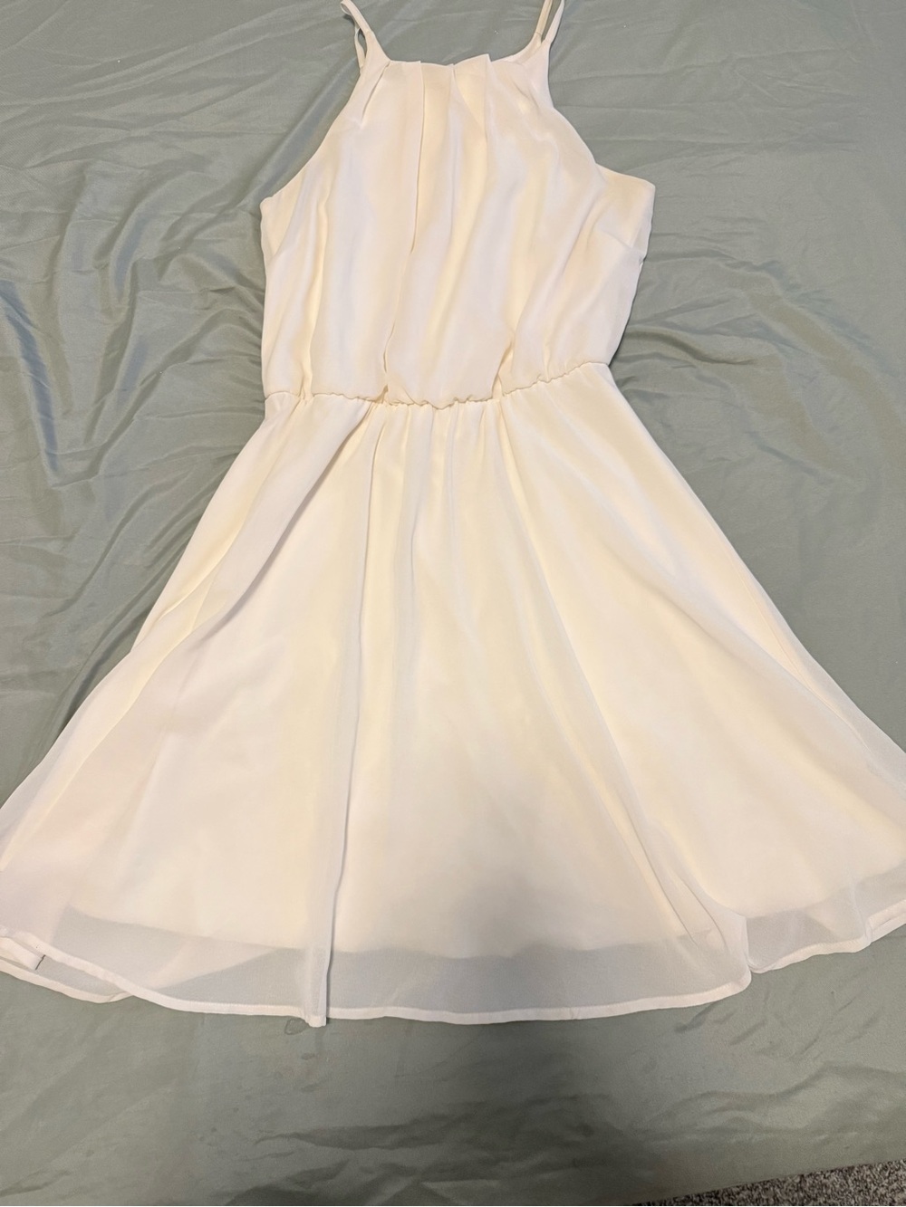 miami Ivory Halter Mini Dress with Spaghetti Straps